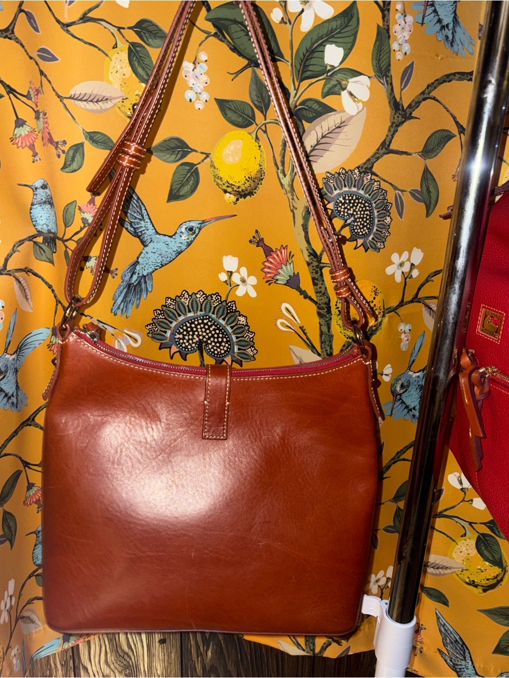 Dooney And Bourke Toscana Florentine Cognac Turnlock Hobo Purse - Picture 11 of 13